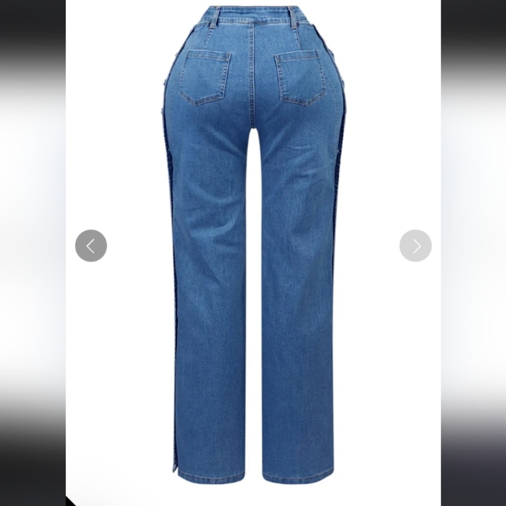 Edge High Waist Snap Sides Jeans Flare Cut - Picture 5 of 5
